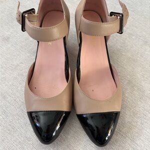 Taryn Rose Black and Beige Heels